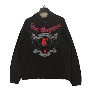 Adidas Men L Waffle Knit Hoodie Los Angeles Clippers NBA Graphic Black Y2K